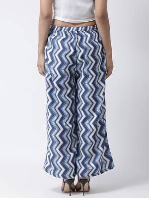 Blue printed rayon palazzo-pants 5
