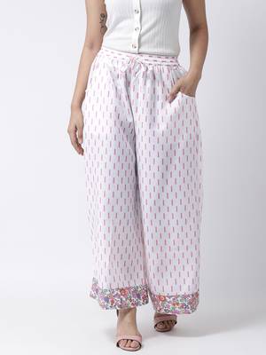White printed rayon palazzo-pants 1