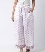 White printed rayon palazzo-pants