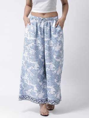 Blue printed rayon palazzo-pants 1