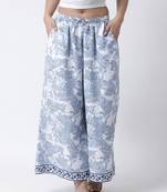 Blue printed rayon palazzo-pants
