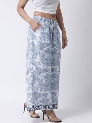 Blue printed rayon palazzo-pants 3