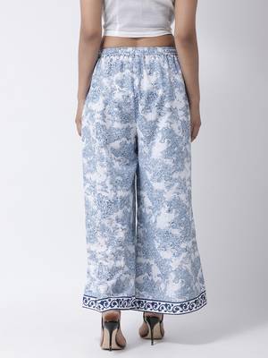 Blue printed rayon palazzo-pants 5