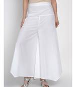 women basic essential cotton white assymetrical pant