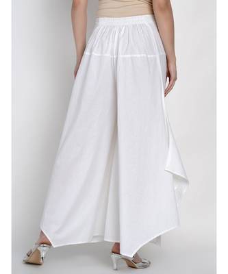 women basic essential cotton white assymetrical pant 5