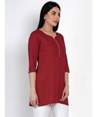 women rayon maroon pearl button tunic 6