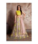 Yellow Soft Net Embroidered Semi Stitched Lehenga With Unstitched Blouse & Dupatta