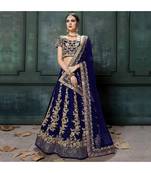 Blue Embroidered Silk Unstitched Lehenga