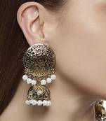 White pearl jhumkas
