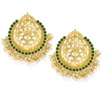 Green pearl danglers-drops 1