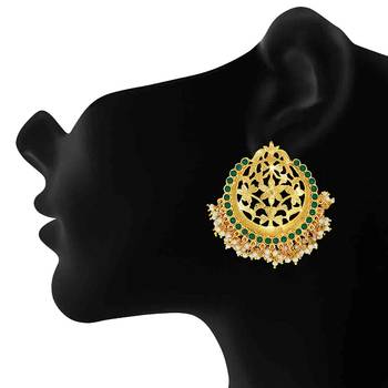 Green pearl danglers-drops 2
