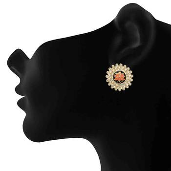 Orange pearl studs 2