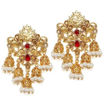 Red pearl jhumkas 1