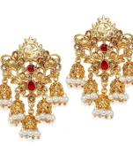 Red pearl jhumkas