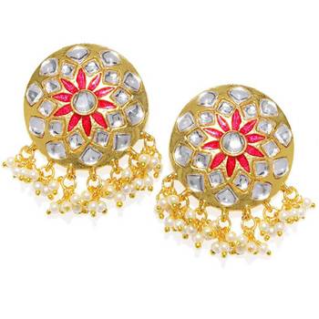Pink pearl danglers-drops 1
