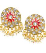 Pink pearl danglers-drops