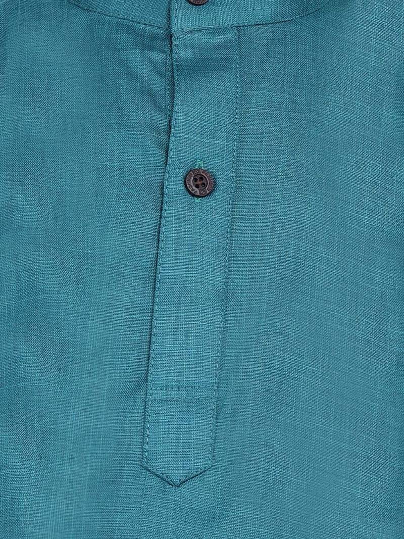 Boys Stand Collar Cotton Kurta pajama-Set-Blue