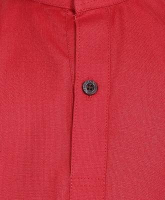 Boys Stand Collar Cotton Kurta pajama-Set-Red 4