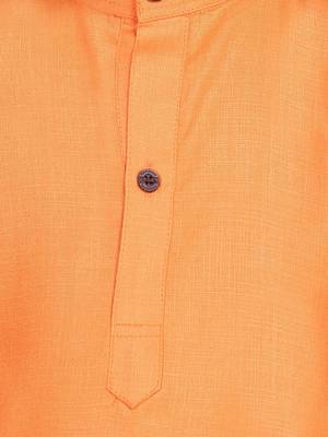 Boys Stand Collar Cotton Kurta pajama-Set- Orange 3