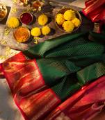 Green woven kanchipuram silk saree with blouse