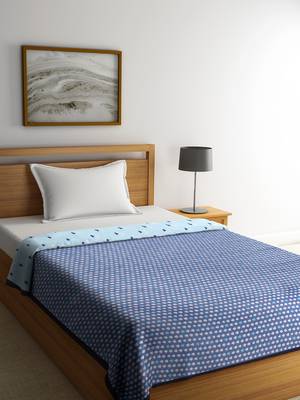 NEUDIS By Dhrohar Soft Single Bed Reversible Microfibre Printed Dohar / Comforter for AC Room -  250 GSM - Blue 2