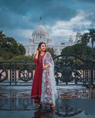 Burgandy Suit with Net dupatta 5