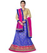 Blue Net Embroidered Unstitched Lehenga