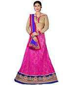 Pink Net Embroidered Unstitched Lehenga