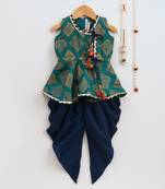 Angrakha Style Jacquard Peplum Dhoti-Green