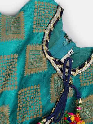 Angrakha Style Jacquard Peplum Dhoti-Green 5