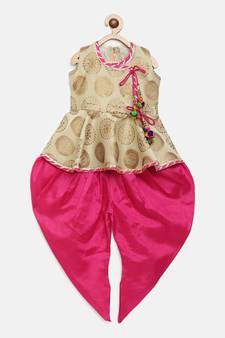 Angrakha Style Jacquard Peplum Dhoti- Off White