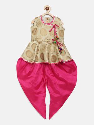 Angrakha Style Jacquard Peplum Dhoti- Off White 1