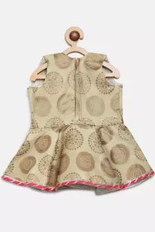 Angrakha Style Jacquard Peplum Dhoti- Off White