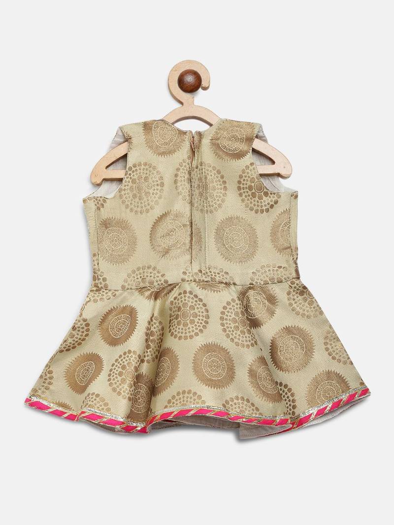 Angrakha Style Jacquard Peplum Dhoti- Off White