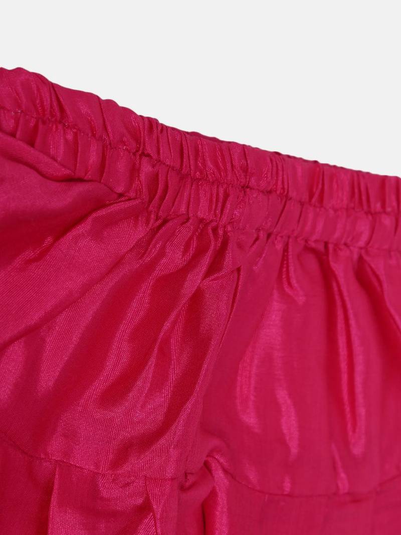 Angrakha Style Jacquard Peplum Dhoti- Off White