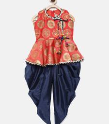 Angrakha Style Jacquard Peplum Dhoti- Pink