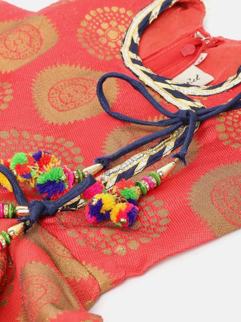 Angrakha Style Jacquard Peplum Dhoti- Pink