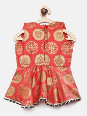 Angrakha Style Jacquard Peplum Dhoti- Pink 3