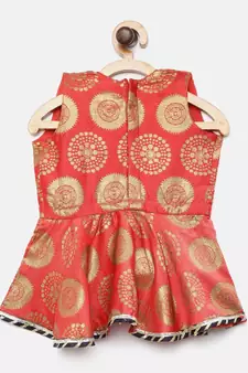 Angrakha Style Jacquard Peplum Dhoti- Pink