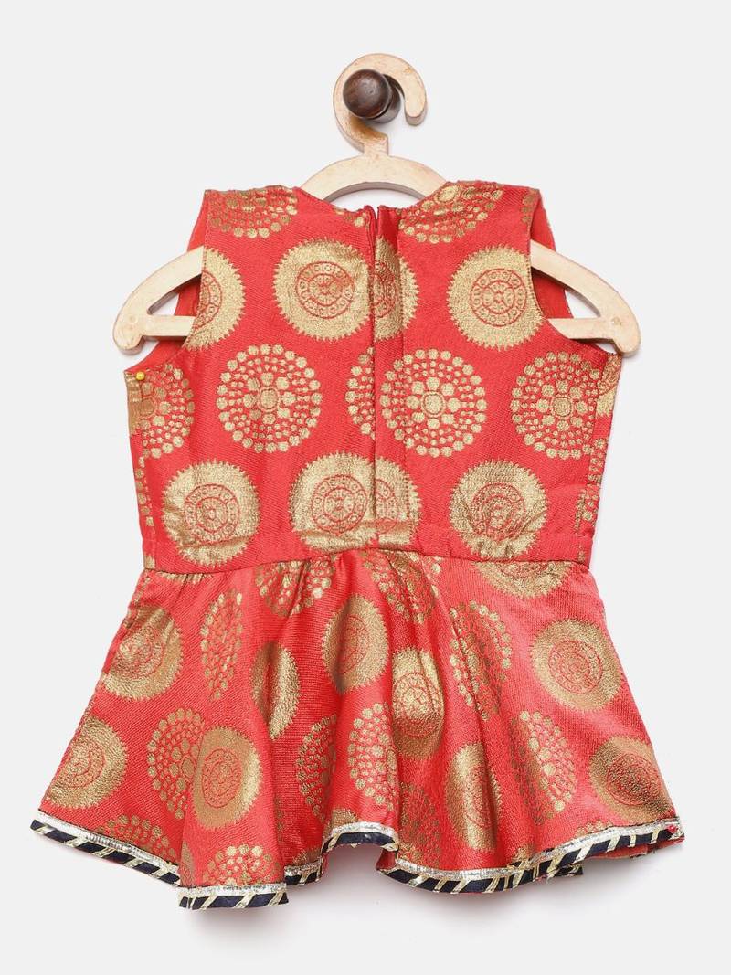 Angrakha Style Jacquard Peplum Dhoti- Pink