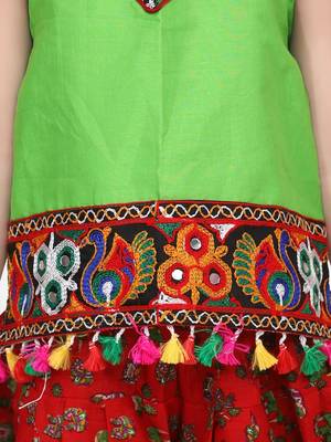 Halter Neck Cotton Top With Dhoti- Red 4