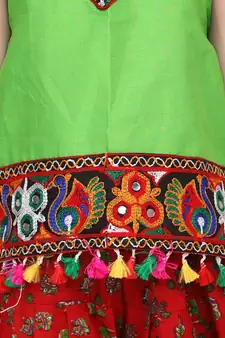 Halter Neck Cotton Top With Dhoti- Red