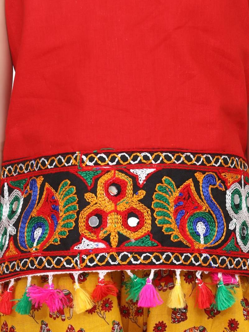 Halter Neck Cotton Top With Dhoti- Yellow