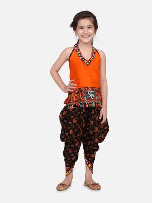 Halter Neck Cotton Top With Dhoti- Black 1