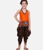 Halter Neck Cotton Top With Dhoti- Black