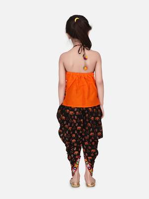 Halter Neck Cotton Top With Dhoti- Black 3
