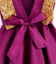 Girls Sequin Frill Silk Party Frock-purple