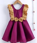 Girls Sequin Frill Silk Party Frock-purple