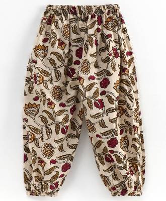 Girls Ruffle Cotton Top With Harem Pant- Maroon 3