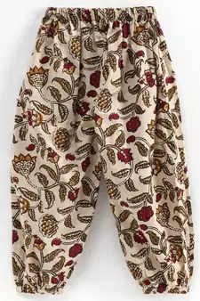 Girls Ruffle Cotton Top With Harem Pant- Maroon